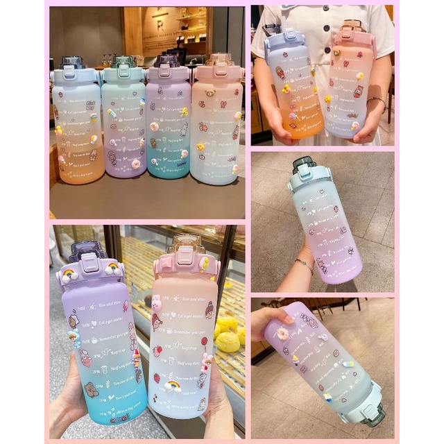 BOTOL VIRAL NAGITA SLAVINA 2 LITER ADA PENGINGAT JAM MINUM NYA & ADA PENANDA UKURAN NYA  / BOTOL ART