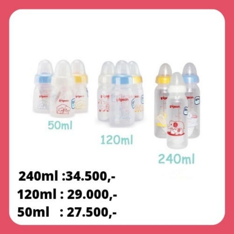 Botol Dot Pigeon Reguler 60 ml, 120 ml dan 240 ml