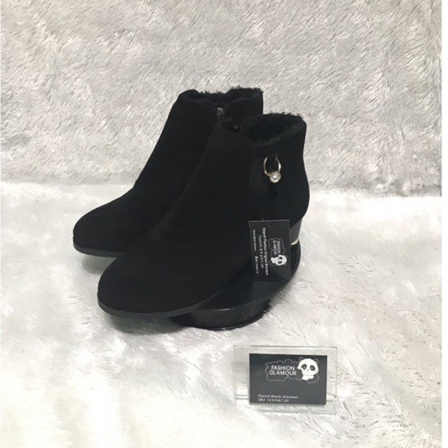 BT21 SEPATU ANKLE BOOTS IMPORT WANITA KOREA BRITISH INGGRIS SUEDE VELVET HANGAT