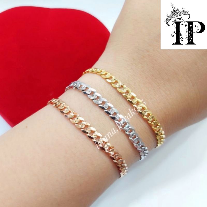 GELANG TANGAN PRIA/WANITA PERAK ASLI 925 SILVER LAPIS EMAS PUTIH - MODEL SISIK NAGA - PERHIASAN PERA