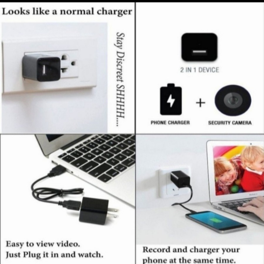 SPY CAM - IP CAM ADAPTOR CHARGER / KAMERA SPY BENTUK CASAN WIFI FULLL HD 1080P