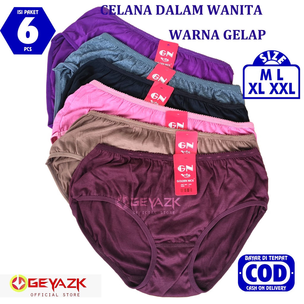 6 Pcs Celana Dalam Wanita Warna Gelap Cd Perempuan Jual Sesuai Gambar