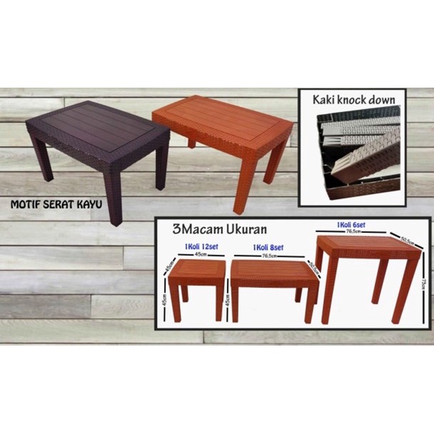 MEJA ROTAN PANJANG / MEJA TERAS/ MEJA TAMU/ MEJA PLASTIK (KAKI PANJANG) BLUESHARK