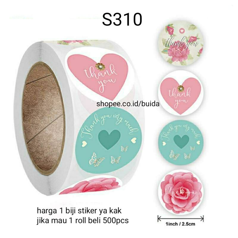 

stiker sticker label thank you aesthetic shabby S310 flower segel kemasan hiasan hampers hadiah gift