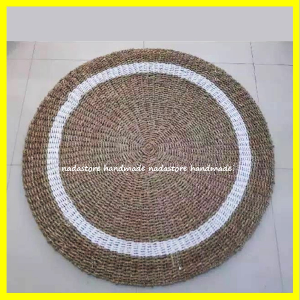 RUG SEAGRASS 100 CM NATURAL LIS PUTIH