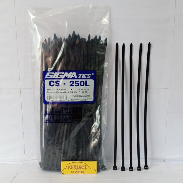 KABEL TIES SIGMA CS 250L LEBAR HITAM 25cm 1 PACK - KABEL TIS INSULOK