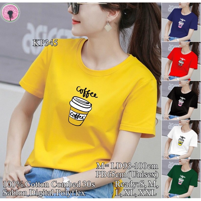 345 KAOS WANITA | ATASAN WANITA | PAKAIAN WANITA | KAOS OBLONG | KAOS POLOS | MOTIF  COFFEE