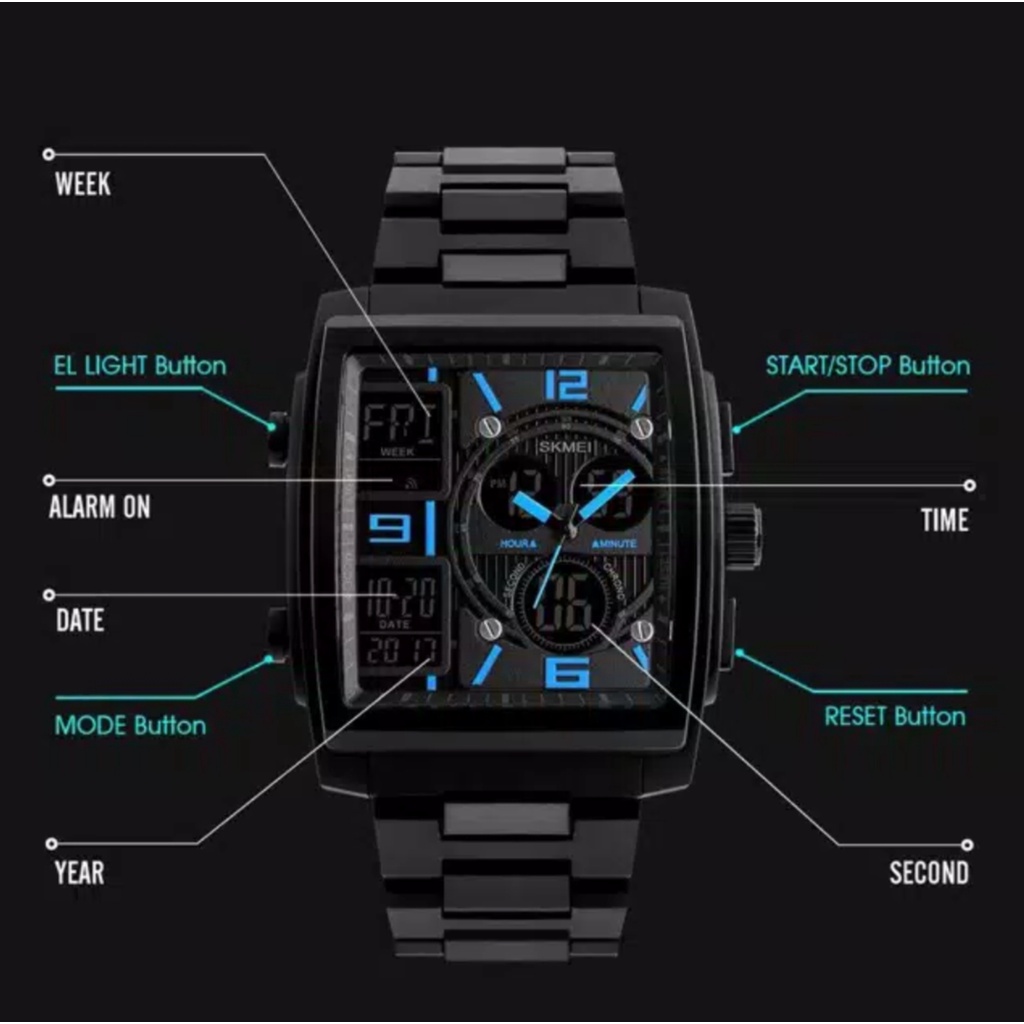 [✅COD]  SKMEI 1274 Jam Tangan Pria Digital Analog Dual Time Tali ABS Water Resistant 50m Jam Tangan Cowok Sport SKMEI