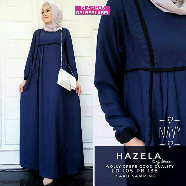 Hazela Long Dress, DRESS MUSLIM, baju wanita, baju gamis, dress, gamis, Baju gamis, fashion wanita