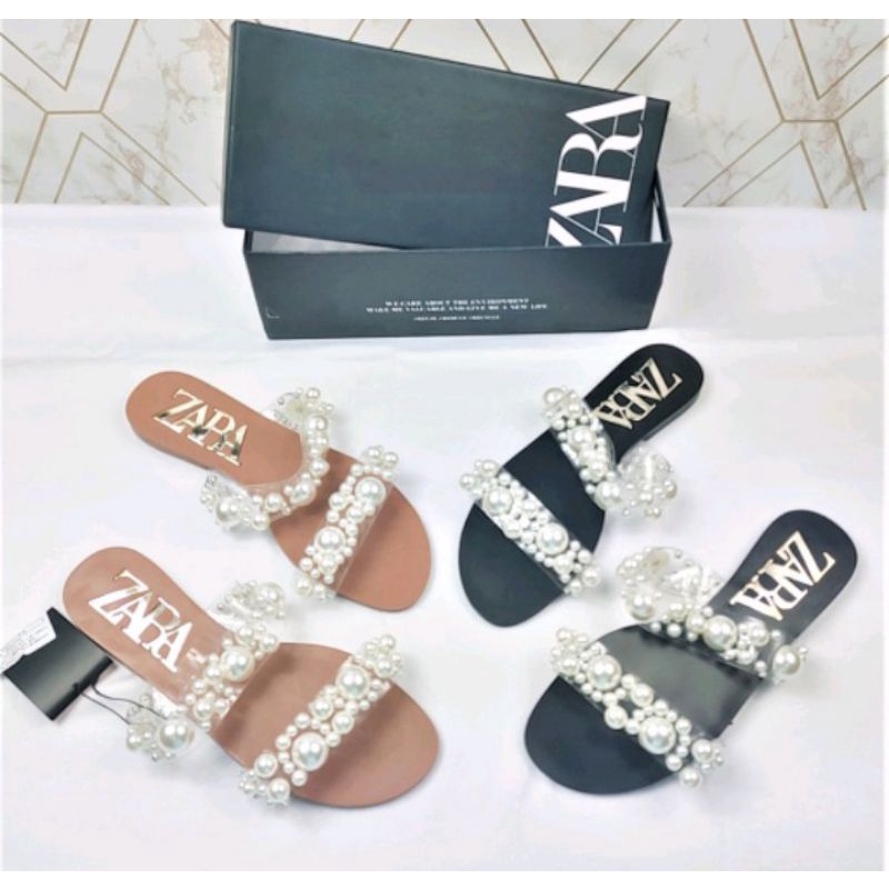 Zara Flat Sandal Pearl Vinyl