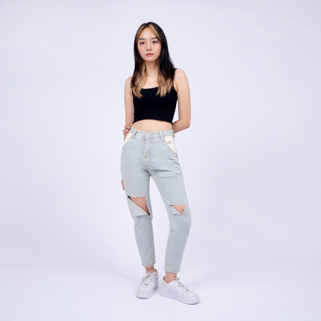 VIERLIN - Jeans 5711 - BOYFRIEND JEANS SOBEK HIGHWAIST RIPPED