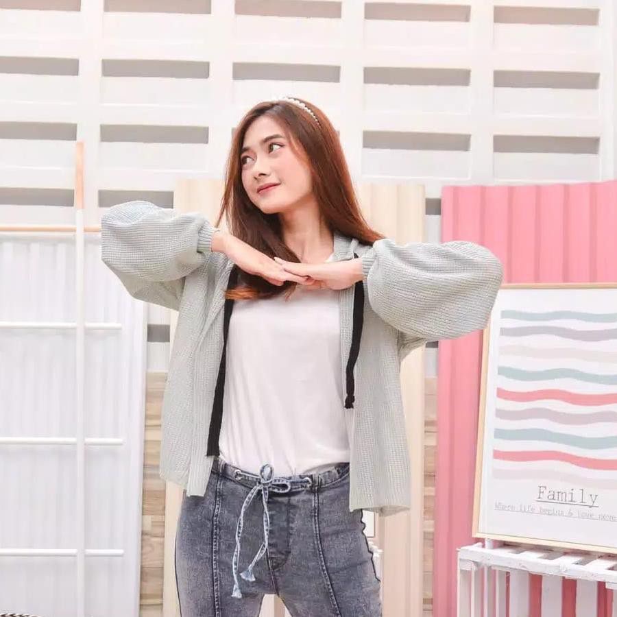 Belleza Outlet baju rajut Cardigan rajut atasan wanita hoodie calista