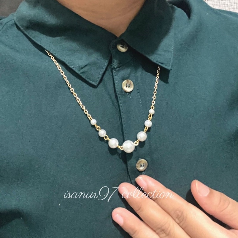 ISANUR97 | Necklace Pearl Kalung Mutiara Fashion Korea Dalam Rantai Klavikula Choker Mutiara Rantai