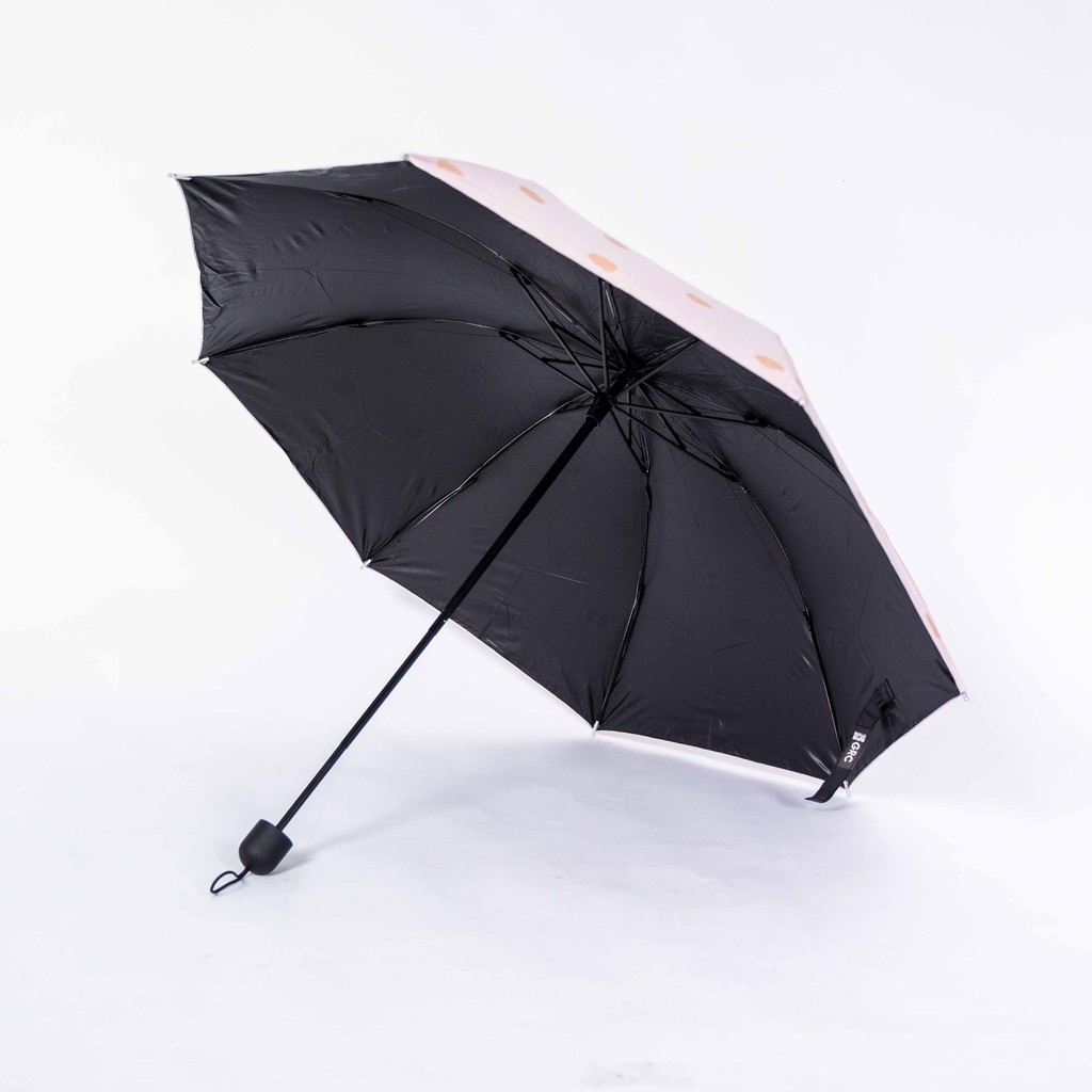 Jktumbrella / Payung lipat 3 motif polkadot kucing / lapis hitam / anti UV GRC A596