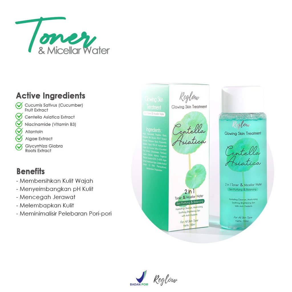 REGLOW Glowing Skin Treatment Paket Lengkap ORIGINAL 100% BPOM Skincare dr Shindy Putri Pemutih Pencerah Wajah Free Pouch Premium Termurah-Toner 2 in 1