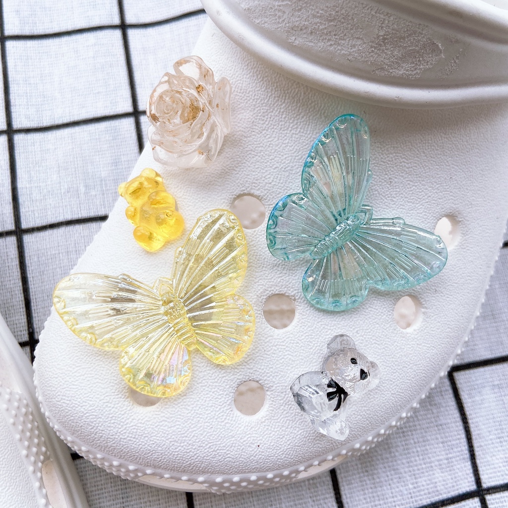 Charms Butterfly Suit Crocs Jibz Untuk Aksesoris Dekorasi Sepatu Wanita