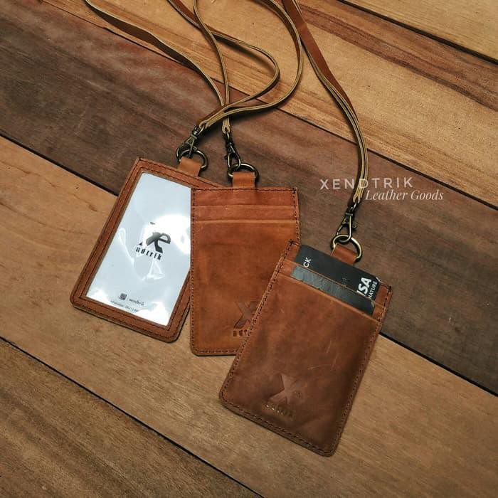 

Hang Tag Id Name Card Holder Genuine Leather Kulit Asli 3 Slot