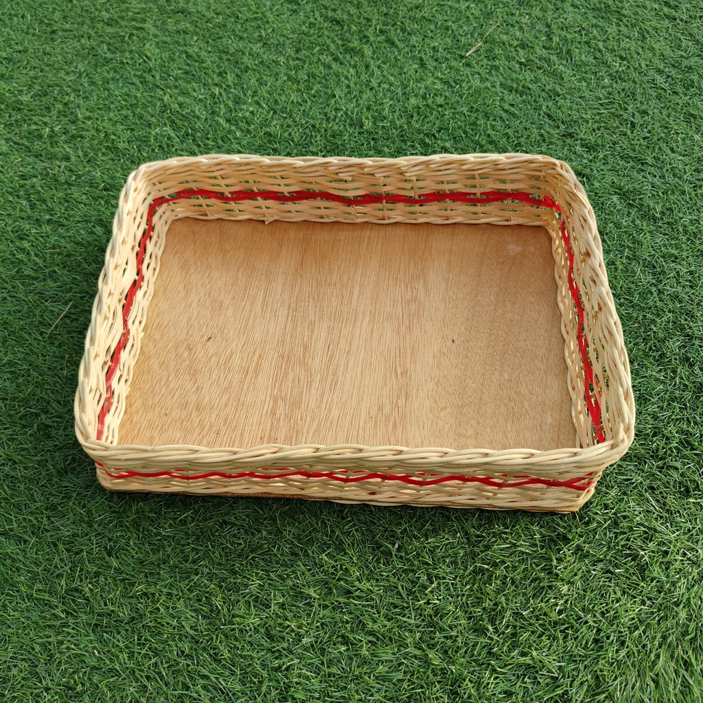 Kerajinan Tangan Rotan Keranjang Parsel Kotak Merah Medium 40x30x10cm