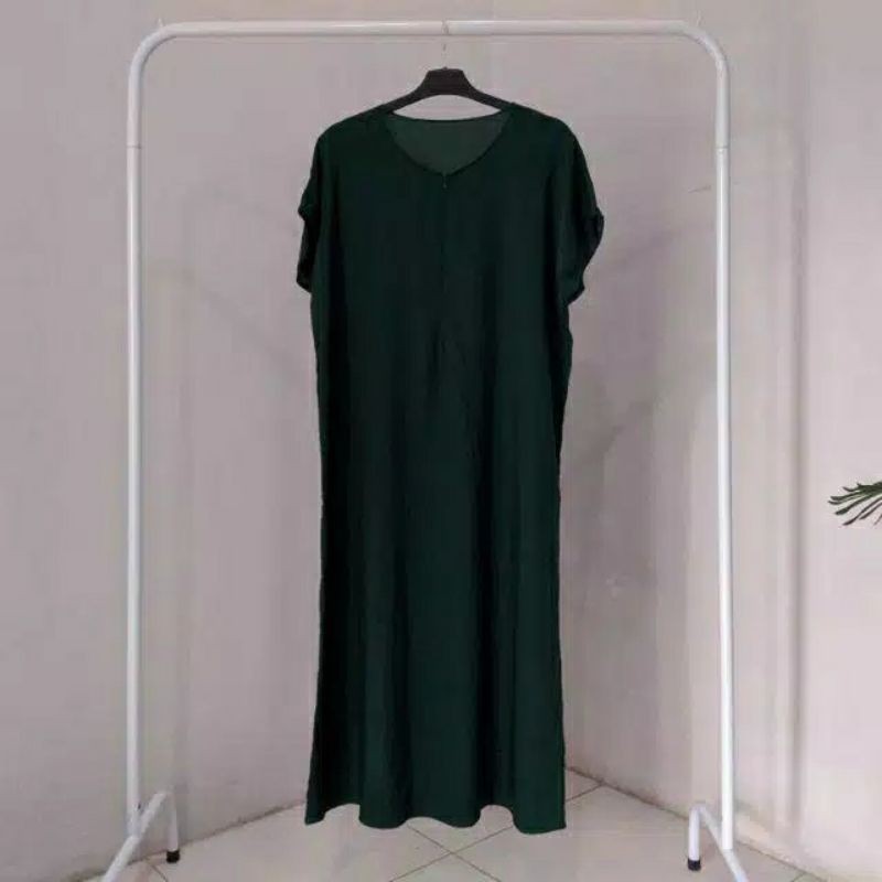BUSUI FRIENDLY DASTER POLOS BUSUI PANJANG SEMATA KAKI RAYON DASTER LONG KEKINIAN-Hijau Botol