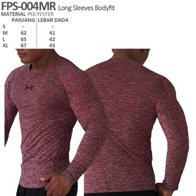 Kaos lengan panjang sport fitness bodyfit Flex merah