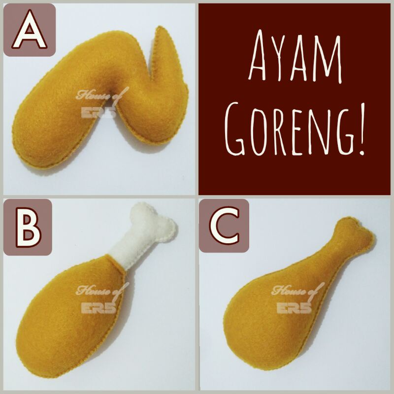 Mainan Anak Ayam Goreng Flanel / Replika Makanan Flanel / Foodplay Flanel