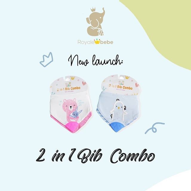 Royale Bebe COMBO Bib Teether 2in1 / Slaber Tatakan Iler Anak Dan Gigitan Gigi Anak