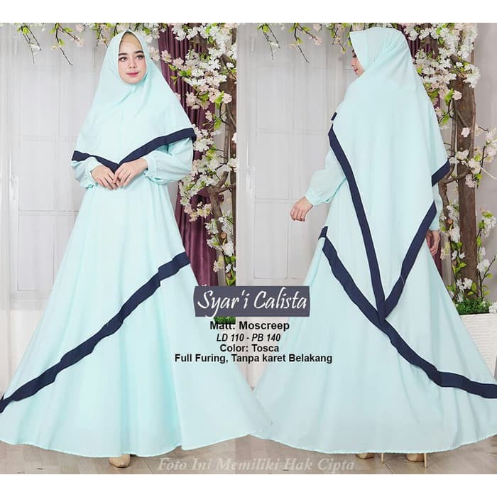 GAMIS SYAR I WANITA / BAJU GAMIS PESTA CALYSTA BLUE / GAMIS MUSLIM