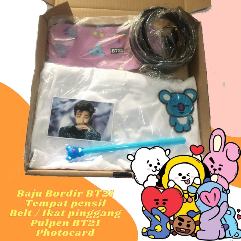 

BT21 BTS Paket Baju Bordir Tempat Pensil Belt Pen Photocard