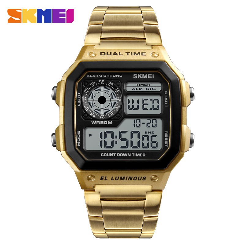 SKMEI 1335 Jam Tangan Pria Wanita Digital Tali Stainless Anti Air WATCHKITE WKOS