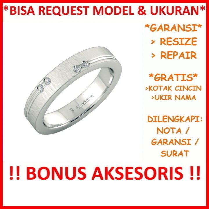 Gratis Tulis Ukir Nama Bisa Pesan Model Garansi Silver Asli Cincin Kawin Perak Tunangan Id409