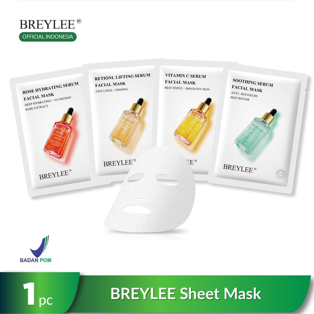 (ORI BPOM) BREYLEE Sheet Mask Satuan Masker Breylee Masker Wajah Breylee