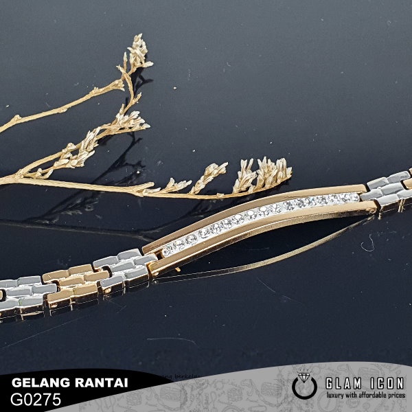 Gelang Pelat Mata Baris Dual tone G0275