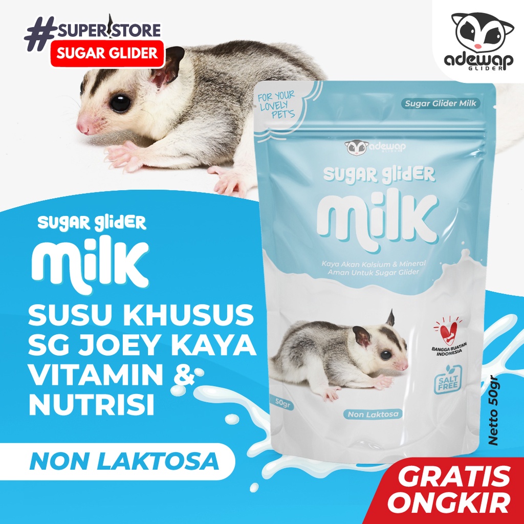 

Sugar Glider Milk 50 Gram / Susu Sugar Glider / Nutrisi Vitamin Makanan Sugar Glider Hewan SG Landak Mini Tupai Musang