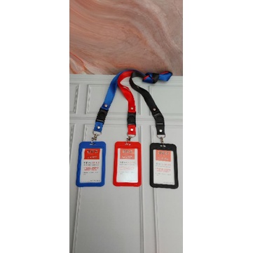Id Card Holder 2 Sisi + Tali lanyard 2cm Stoper Kait (10pc) Gantungan Tali Id Card Name Tag Yoyo