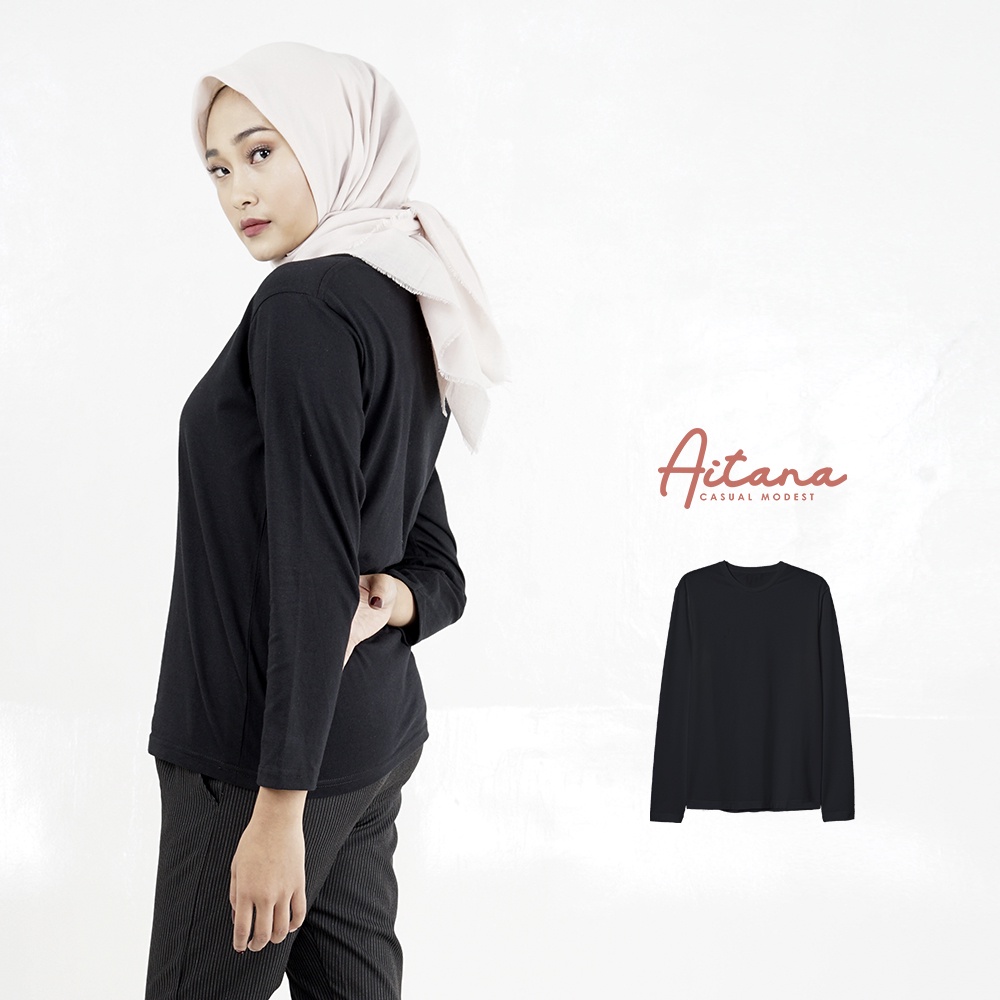 Aitana - Kaos Polos Wanita Lengan Panjang Reguler Fit Soft Cotton Combed 30s