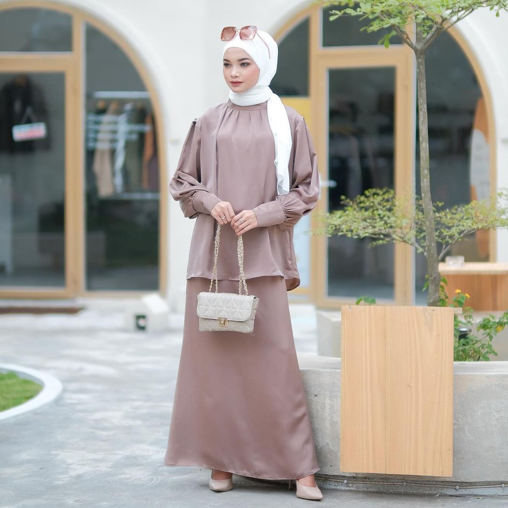 Setelan Rok Wanita Hijab Friendly - Set Hijab Premium - Outfit Kondangan - One Set Remaja Polos