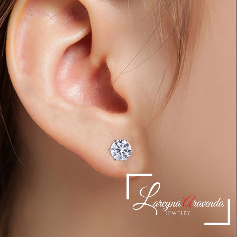 Anting Wanita Titanium Asli Crystal Kristal Zircon AAA ET001