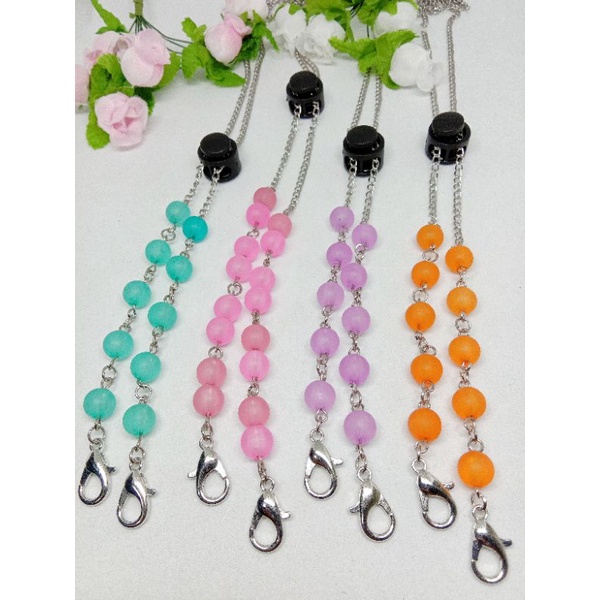 Konektor masker manik doff transparan | konektor 2 in 1 | strap masker manik | kalung masker