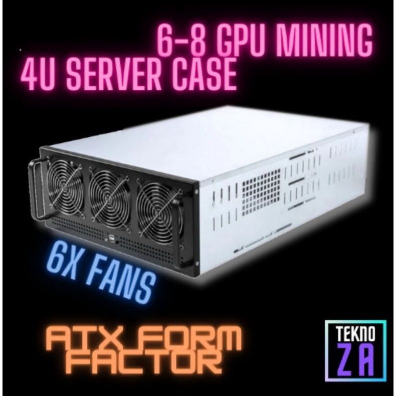 Casing 4U 6GPU - 8GPU Mining Server Case Rack Mount 6X Fan