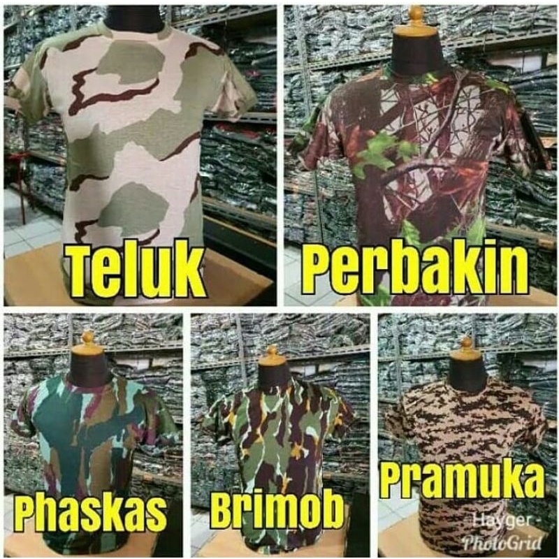 kaos pendek loreng