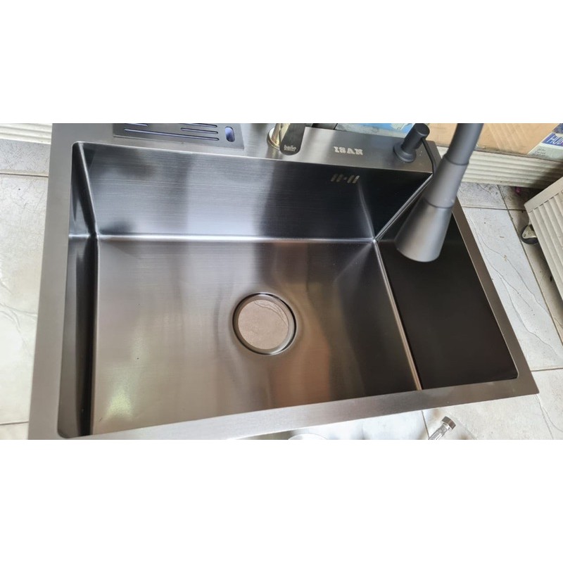 KITCHEN SINK BLACK HITAM / BAK CUCI PIRING STAINLESS 304 BLACK HITAM 60cm / 80cm TEBAL 3MM