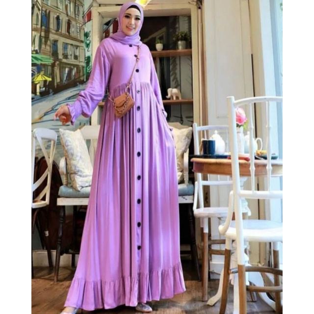 dress wanita muslim jumbo polos lemonskin premium terbaru alesa maxy