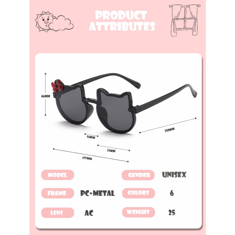 Sunglasses For Kids Cartoon Kitten Girls Cute Bowglasses