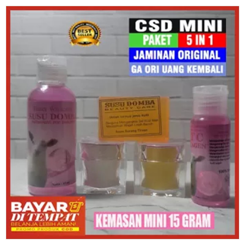 Paket 5in1 Cream Susu Domba Toner Serum  CSD MDS hologram 100% Original Pemutih Wajah Ampuh Permanen
