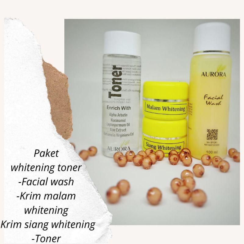 CREAM WAJAH AURORA GLOW PAKET WHITENING TONER