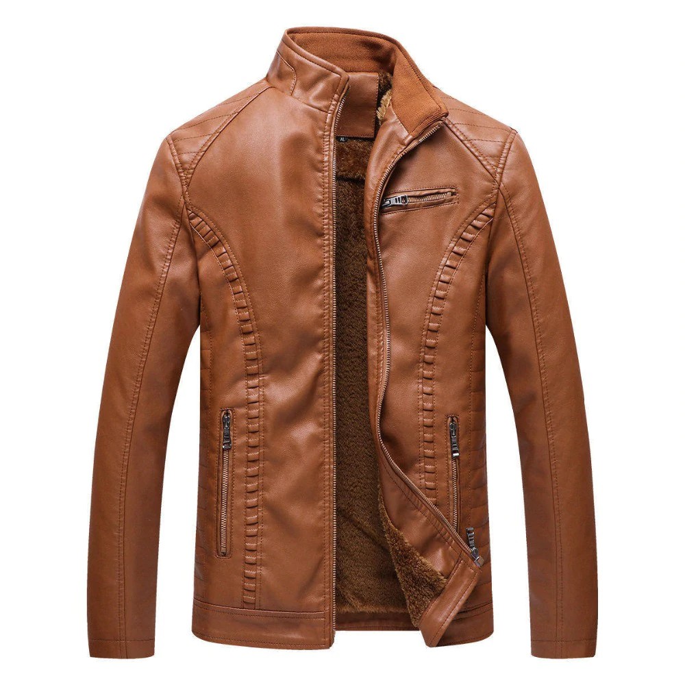 Jaket Kulit Pria Bolubao New Winter Men Leather Jackets Men Motorcycle Keep Warm Leather Jackets Shopee Indonesia