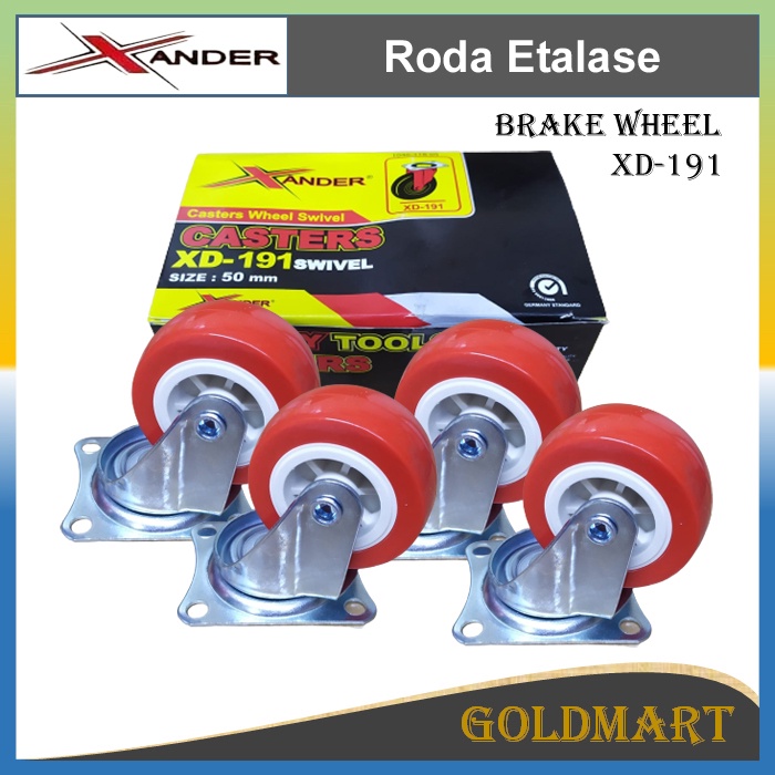 Roda 2 inch 4pcs 50mm - Xander Roda Etalase Troli Gerobak (Hidup)