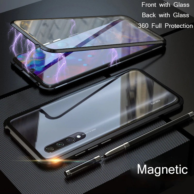 For Xiaomi redmi Note 7 Pro Magnetic Case Front+Back double-sided Tempered Glass Case redmi K20 Pro