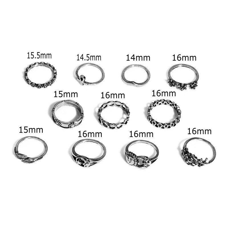 Set Cincin Knuckle Desain Bunga Kupu-Kupu Geometris Gaya Bohemian Untuk Wanita