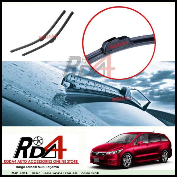 Wiper Mobil Stream Honda 20 18 Frameless Banana 1 Set 2 Pcs